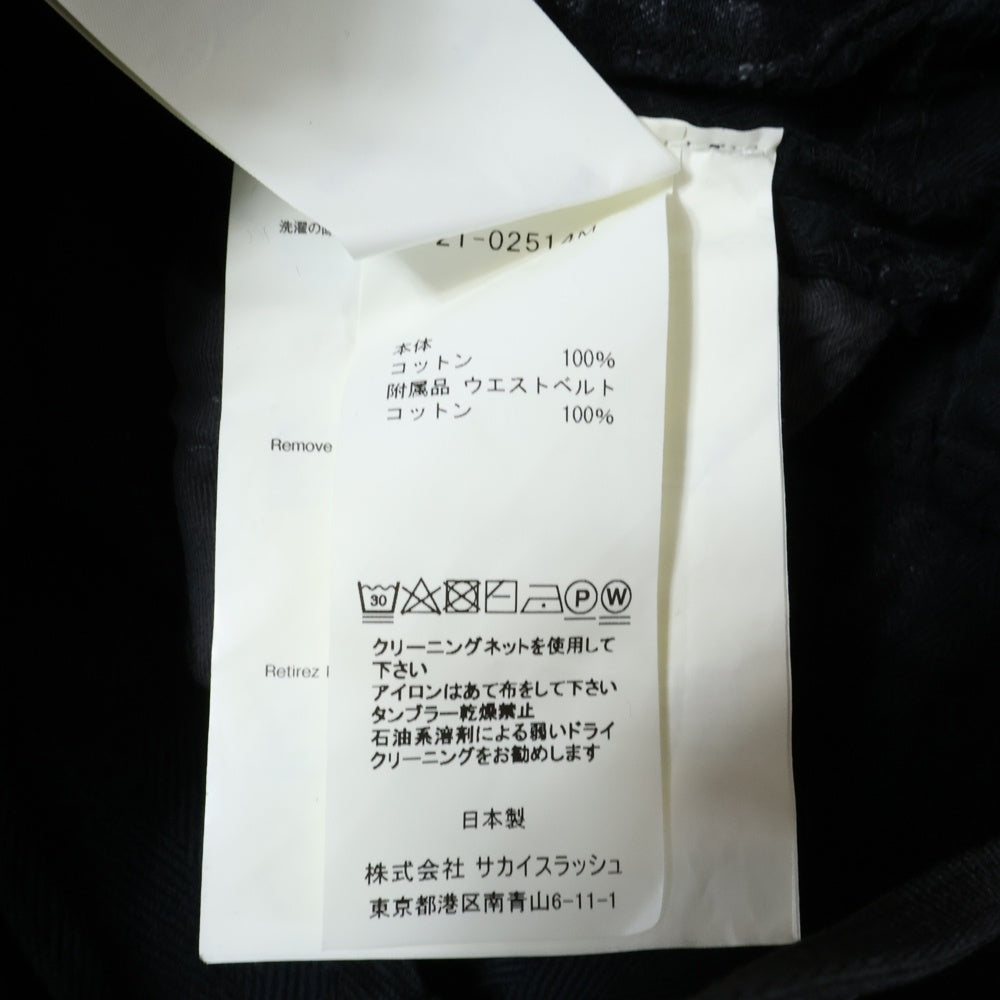 Sacai(サカイ) 21SS Denim Pants デニムパンツ フレアジーンズ リメイク 再構築 カットオフ ブラック 21-02514M
