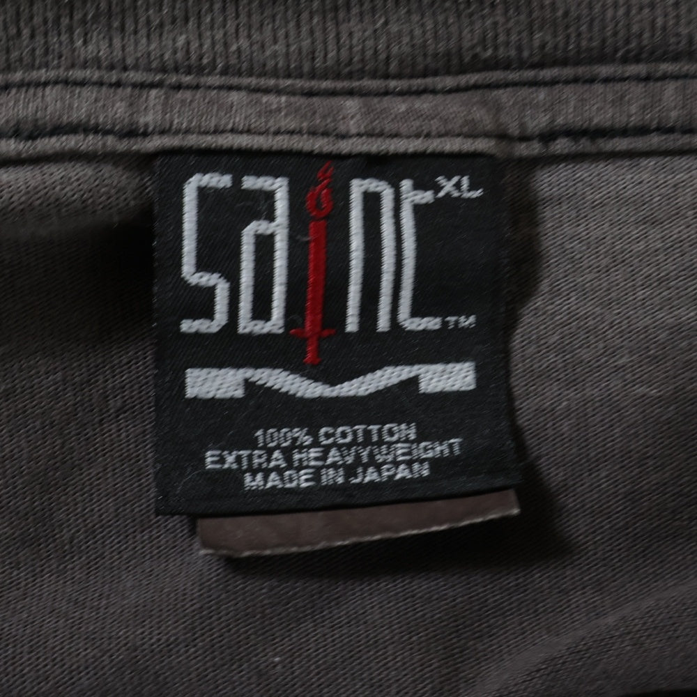 SAINT MICHAEL(セントマイケル) SMロゴプリントヴィンテージ加工 ロングスリーブ 長袖Tシャツ ブラック SM-A21-0000-022