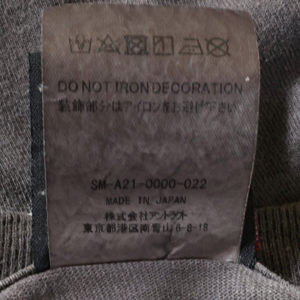 SAINT MICHAEL(セントマイケル) SMロゴプリントヴィンテージ加工 ロングスリーブ 長袖Tシャツ ブラック SM-A21-0000-022