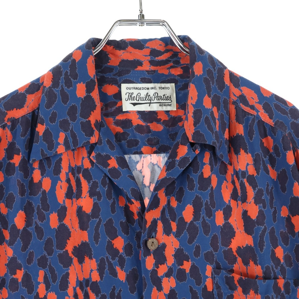 WACKO MARIA(ワコマリア) LEOPARD HAWAIIAN SHIRT S/S レオパード アロハシャツ 半袖シャツ ネイビー/レッド