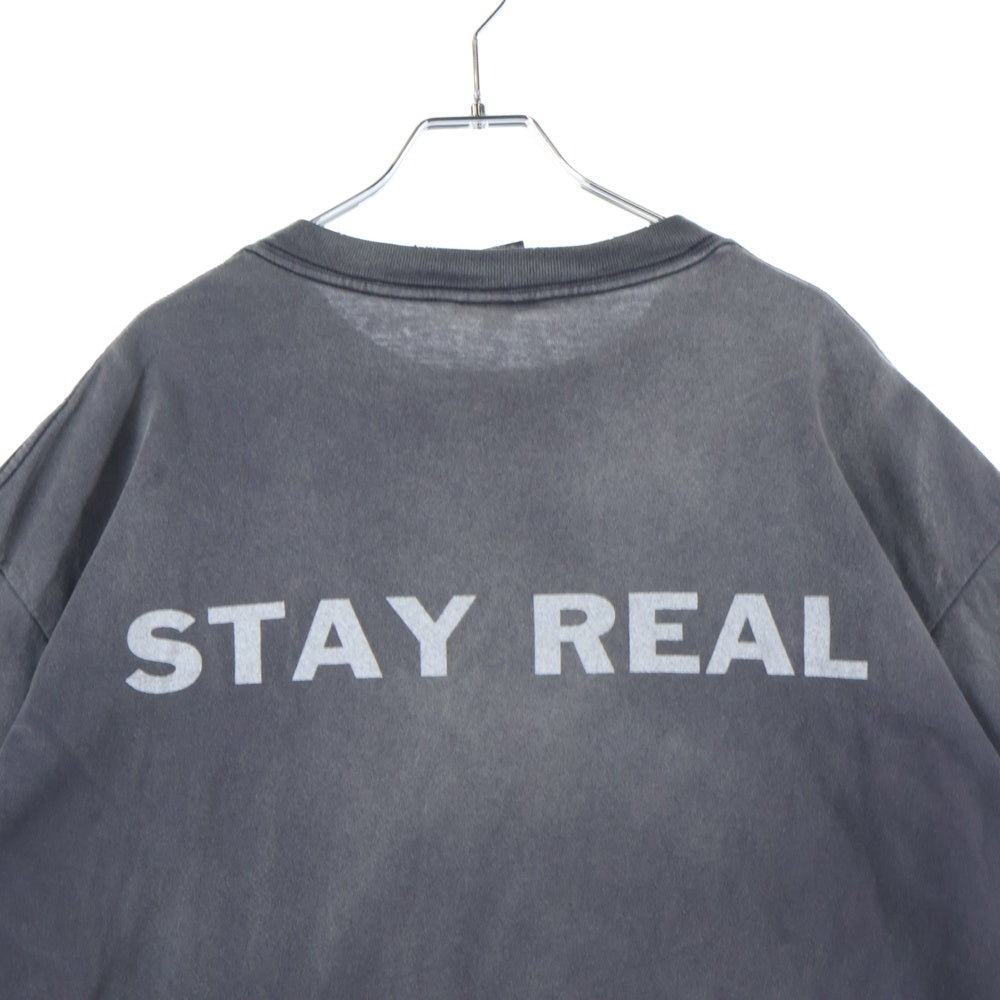 SAINT MICHAEL(セントマイケル) 24SS PTP_SS TEE STAY REAL プリント半袖Tシャツ カットソー ブラック SM-YS8-0000-C49