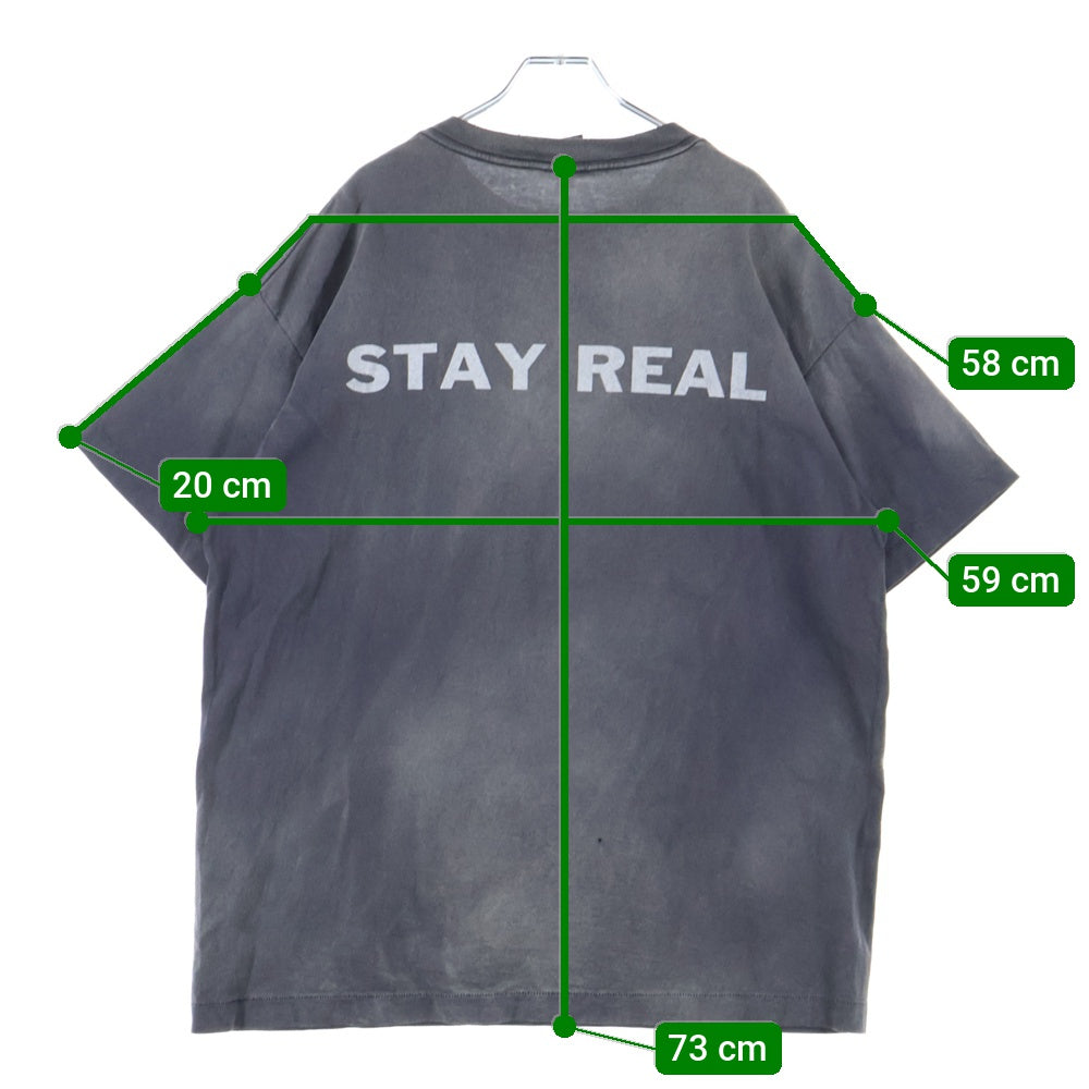 SAINT MICHAEL(セントマイケル) 24SS PTP_SS TEE STAY REAL プリント半袖Tシャツ カットソー ブラック SM-YS8-0000-C49