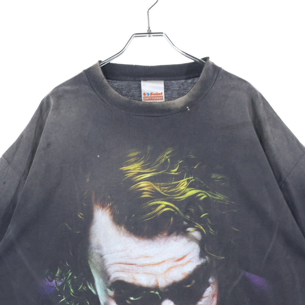 SAINT MICHAEL(セントマイケル) 25SS×The Dark Knight JOKER ヴィンテージ加工 ジョーカープリント半袖Tシャツ カットソー ブラック SM-HR8-0000-C53