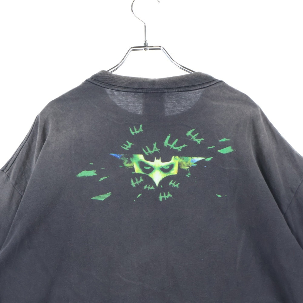 SAINT MICHAEL(セントマイケル) 25SS×The Dark Knight JOKER ヴィンテージ加工 ジョーカープリント半袖Tシャツ カットソー ブラック SM-HR8-0000-C53