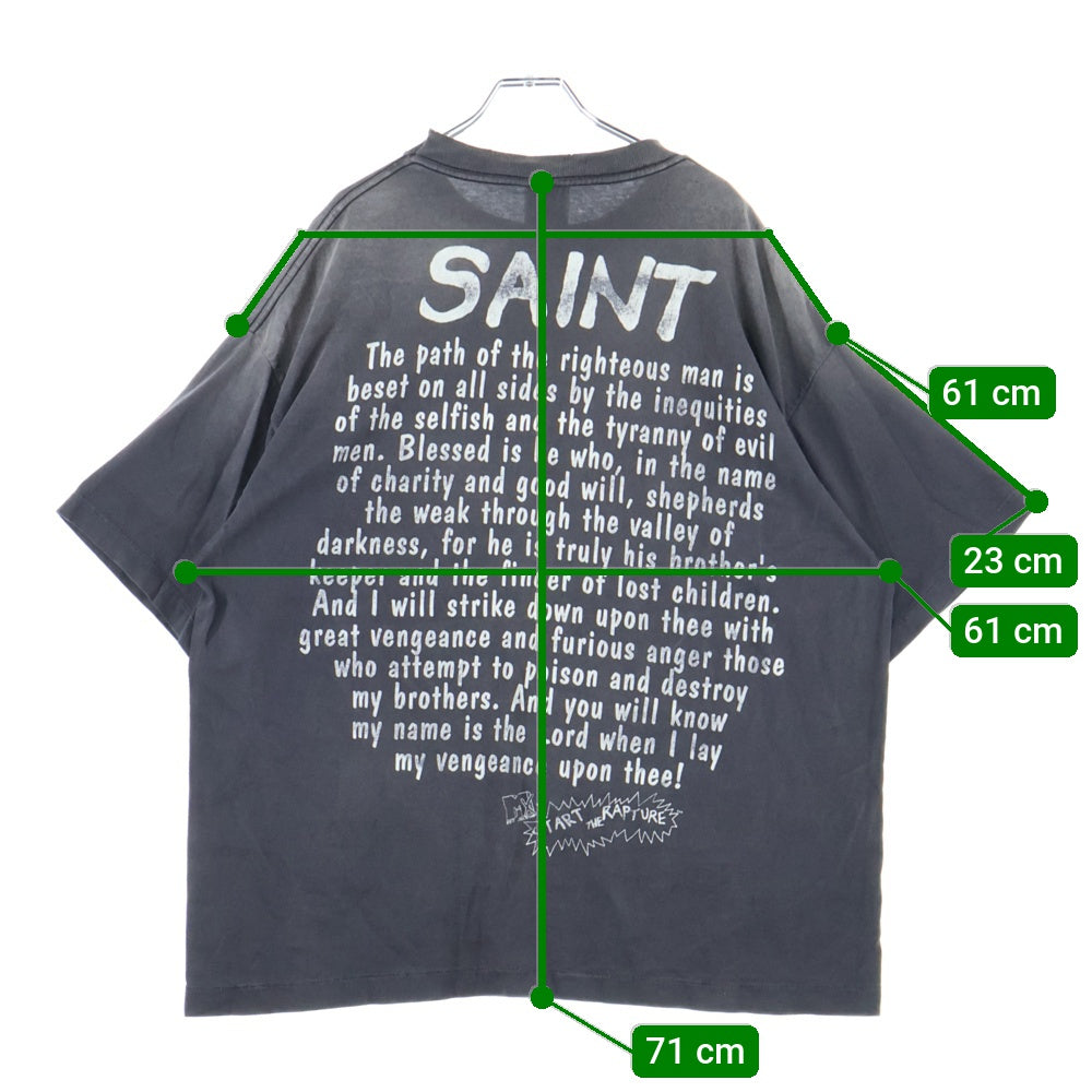 SAINT MICHAEL(セントマイケル) 25SS SS TEE RAPTURE ダメージ加工半袖Tシャツ グレー SM-HR8-0000-015