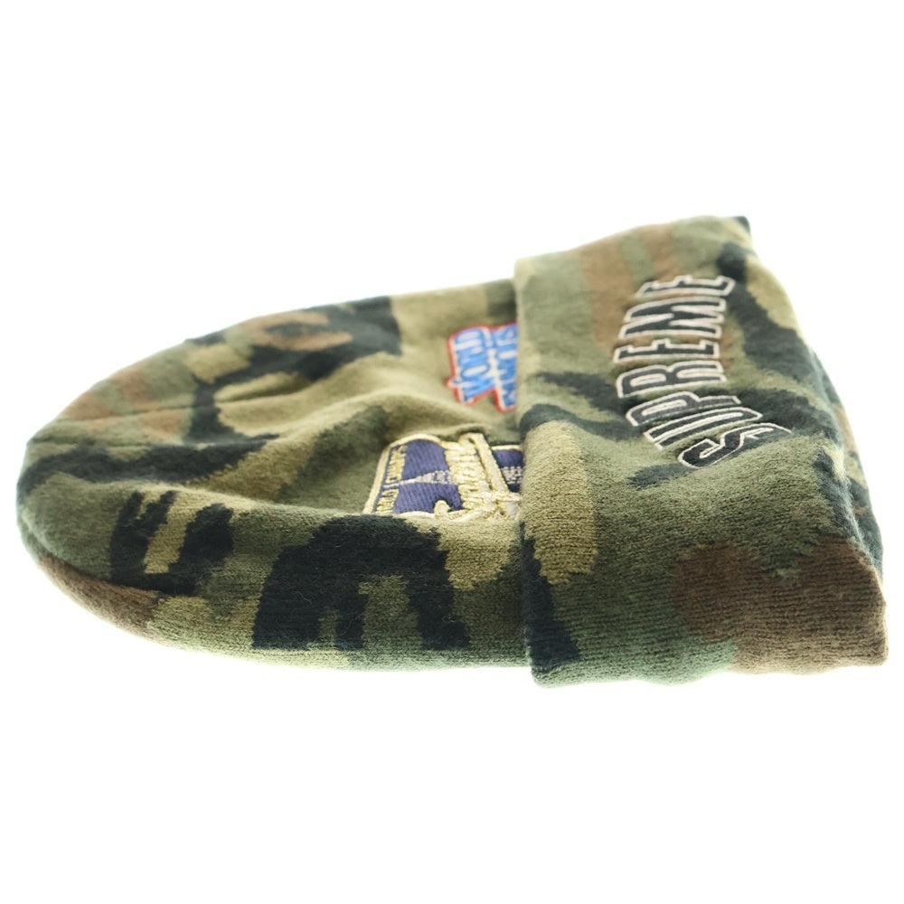 SUPREME(シュプリーム) 19AW×NEW ERA Championship Beanie ニューエラ マルチワッペン ニット ビーニー 帽子 ニットキャップ カーキ
