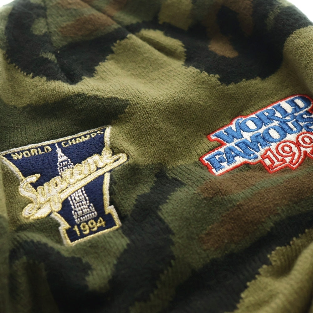 SUPREME(シュプリーム) 19AW×NEW ERA Championship Beanie ニューエラ マルチワッペン ニット ビーニー 帽子 ニットキャップ カーキ