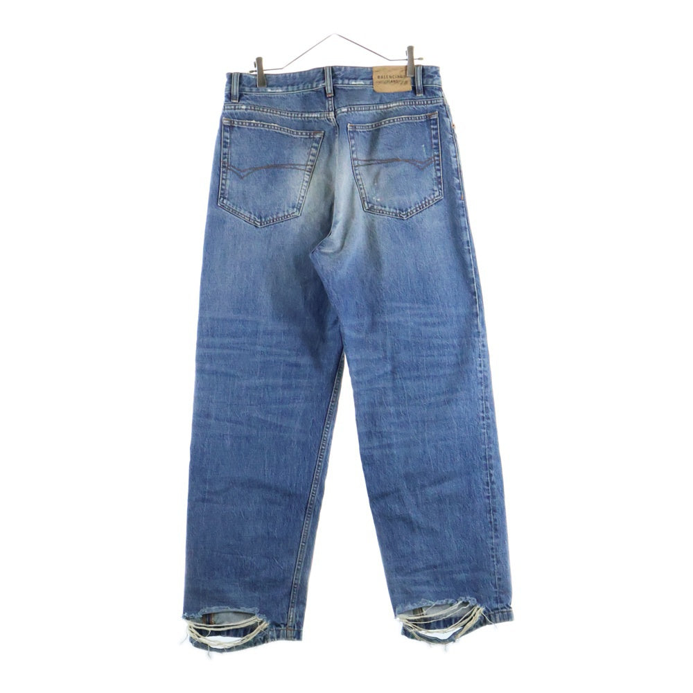BALENCIAGA(バレンシアガ) 23SS LOOSE FIT JEANS 736540 TBP48 ルーズフィット裾ダメージ加工デニムパンツ インディゴ
