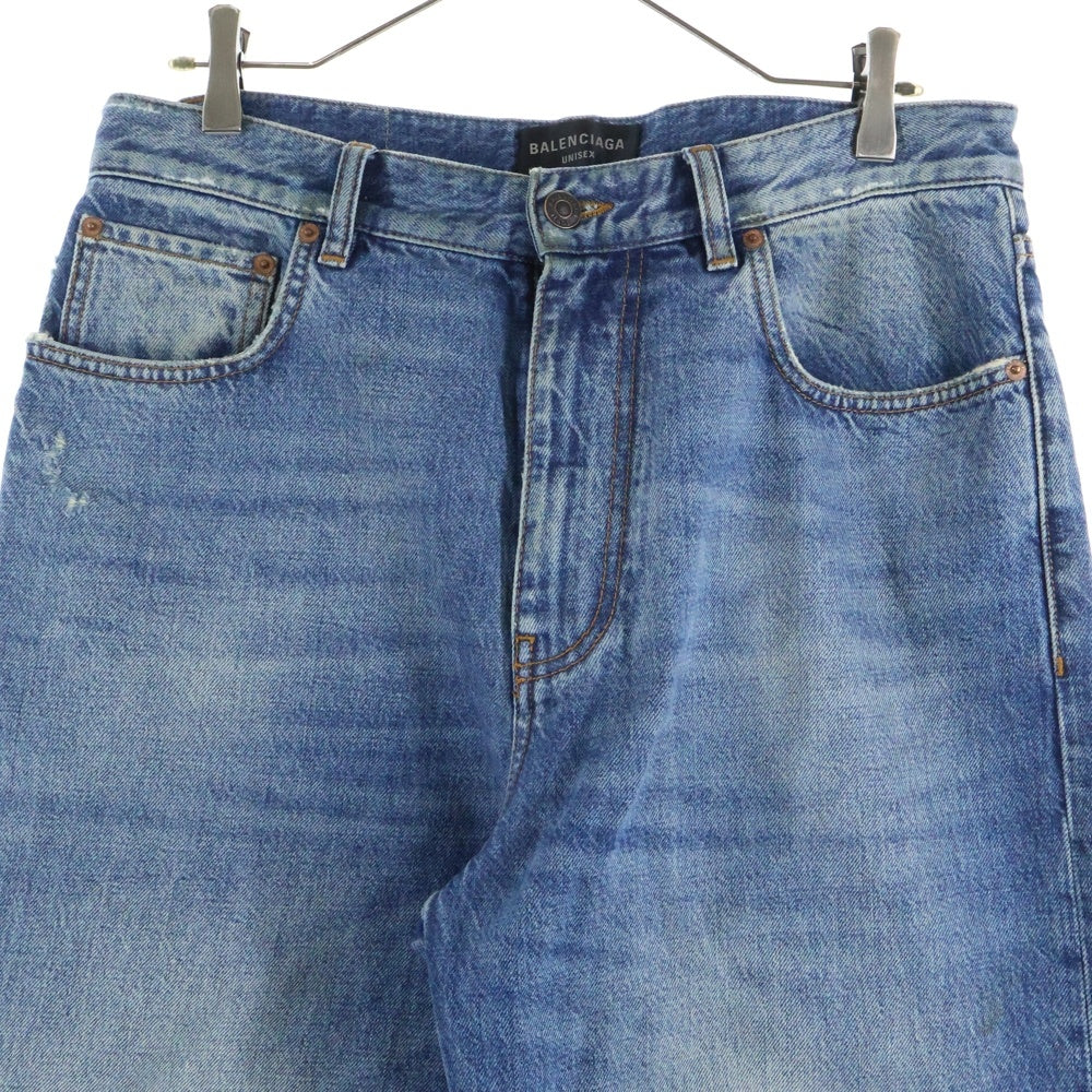 BALENCIAGA(バレンシアガ) 23SS LOOSE FIT JEANS 736540 TBP48 ルーズフィット裾ダメージ加工デニムパンツ インディゴ