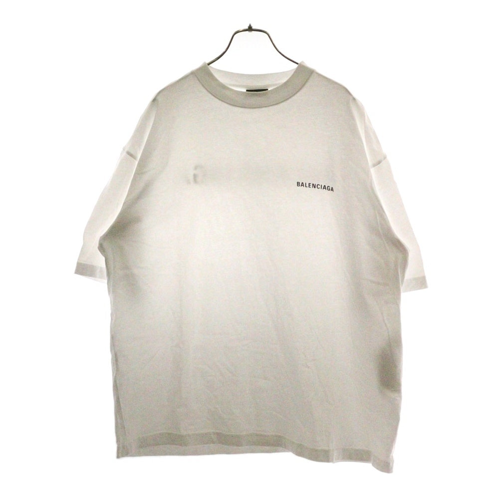 BALENCIAGA(バレンシアガ) ミディアムフィット ロゴプリント クルーネック半袖Tシャツ ホワイト 612986 TIVG5