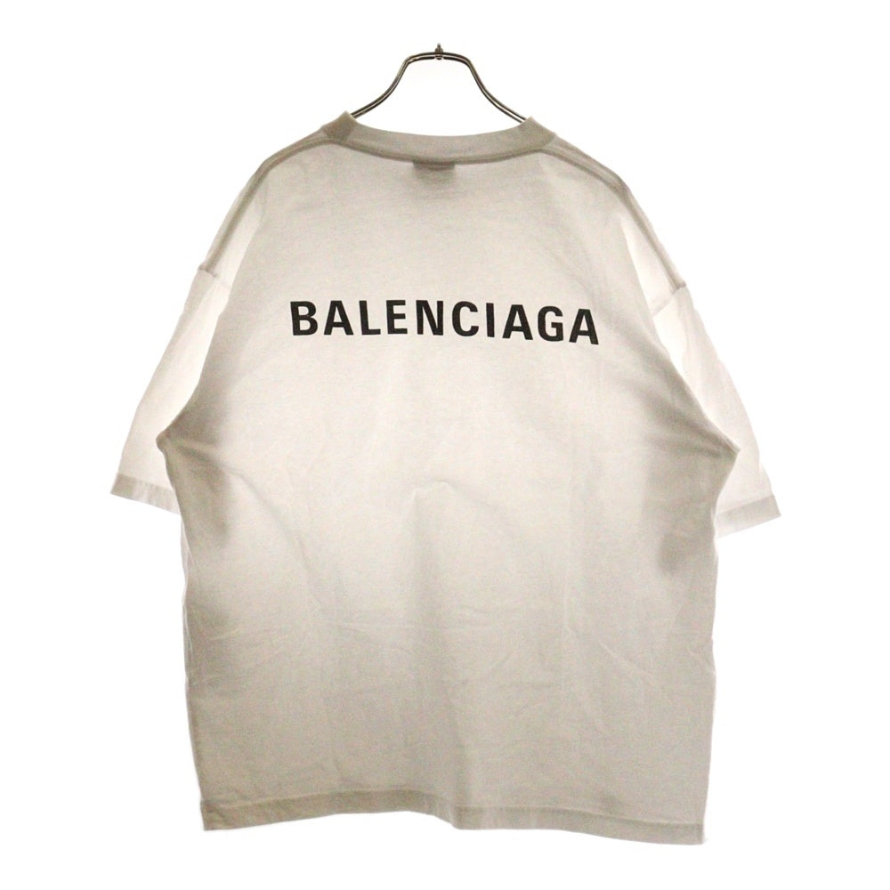 BALENCIAGA(バレンシアガ) ミディアムフィット ロゴプリント クルーネック半袖Tシャツ ホワイト 612986 TIVG5