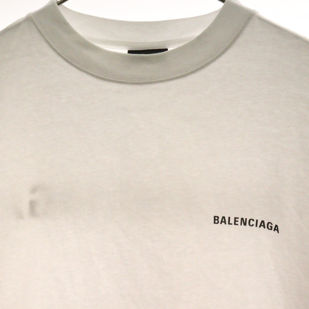 BALENCIAGA(バレンシアガ) ミディアムフィット ロゴプリント クルーネック半袖Tシャツ ホワイト 612986 TIVG5
