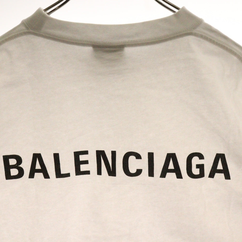 BALENCIAGA(バレンシアガ) ミディアムフィット ロゴプリント クルーネック半袖Tシャツ ホワイト 612986 TIVG5
