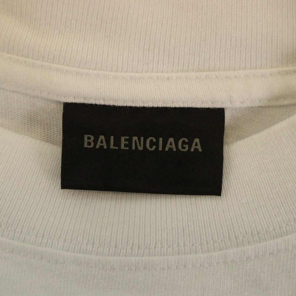 BALENCIAGA(バレンシアガ) ミディアムフィット ロゴプリント クルーネック半袖Tシャツ ホワイト 612986 TIVG5