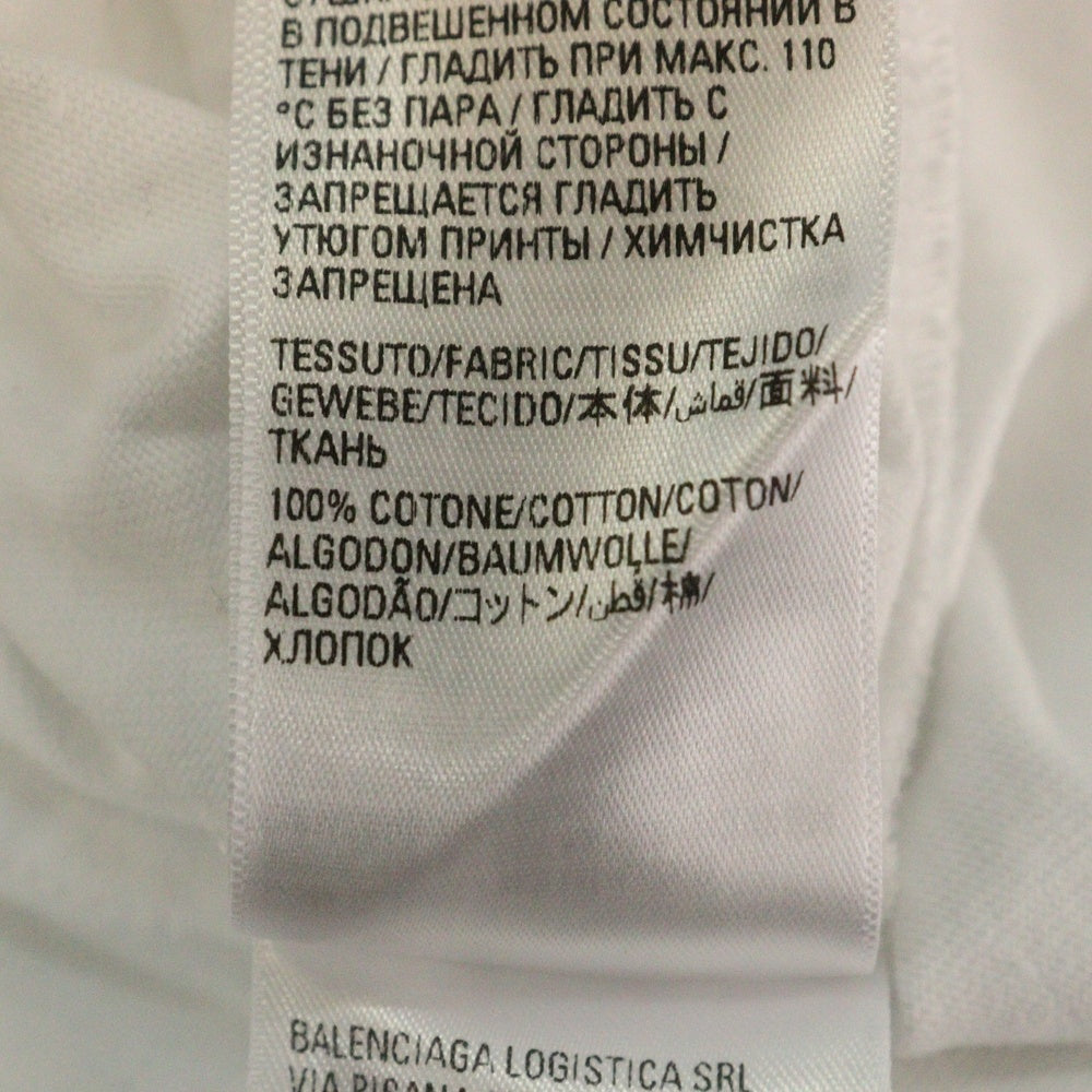 BALENCIAGA(バレンシアガ) ミディアムフィット ロゴプリント クルーネック半袖Tシャツ ホワイト 612986 TIVG5