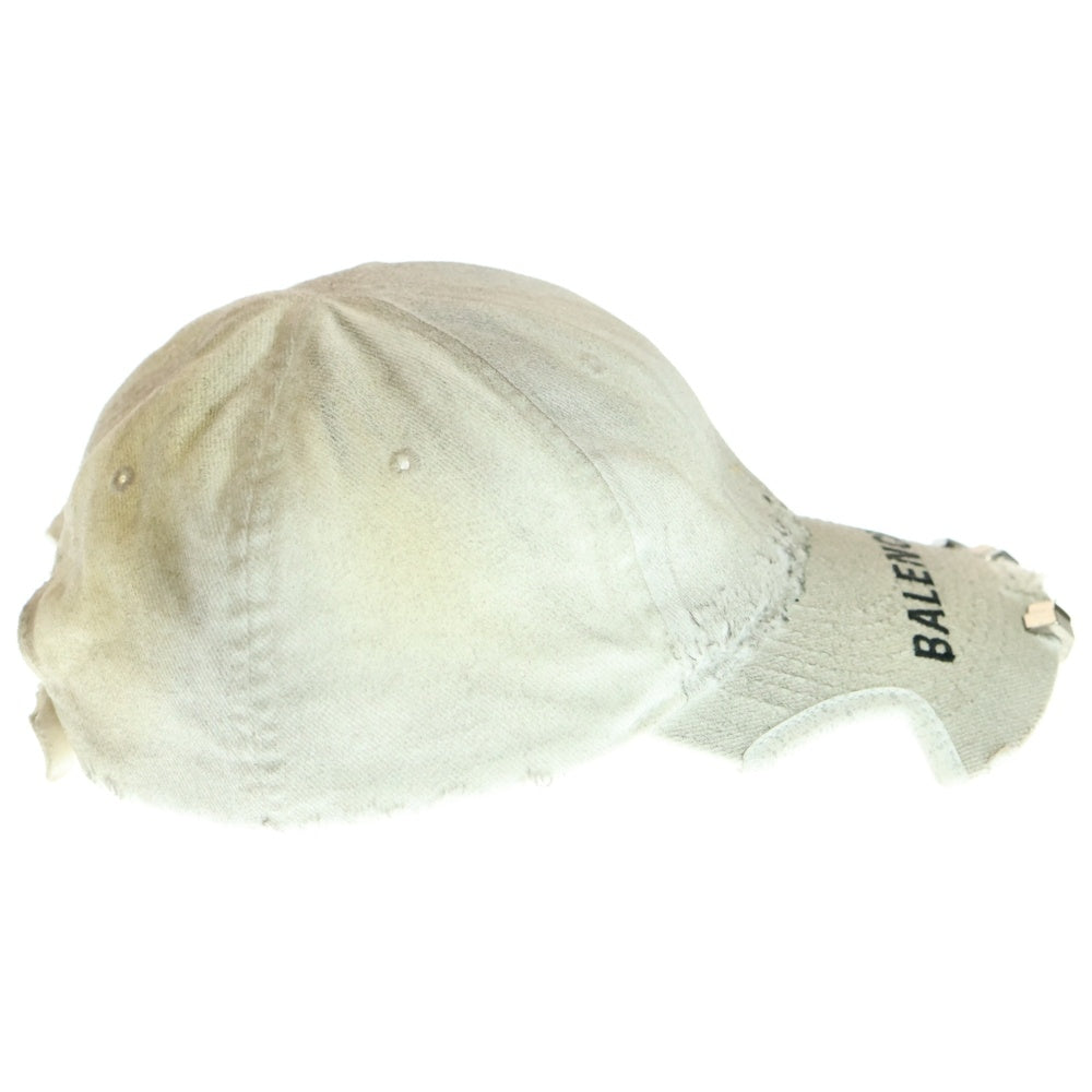 BALENCIAGA(バレンシアガ) メタルパーツ付きロゴ刺繍ダート加工キャップ グレー 766859 410B2