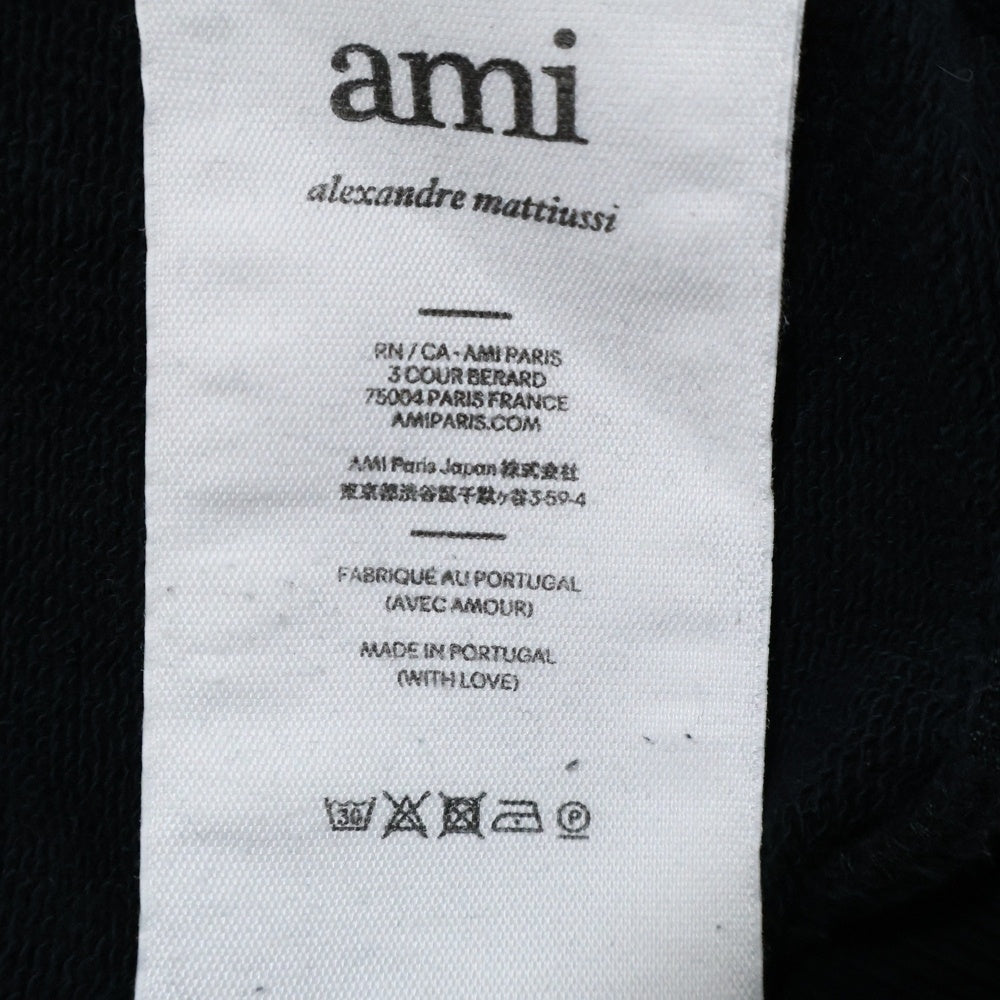 ami(アミ) 22SS AMI DE COEUR SWEAT SHIRT ロゴ刺繍クルーネックスウェットトレーナー ブラック BFUSW001.730