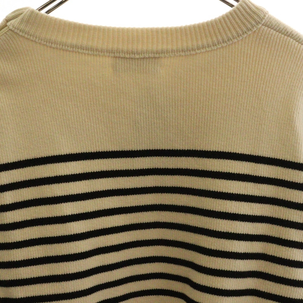 CELINE(セリーヌ) コットン ショルダーボタン ボーダー柄 クルーネック 長袖 マリンニットセーター ホワイト/ブラック 3ZA4145I