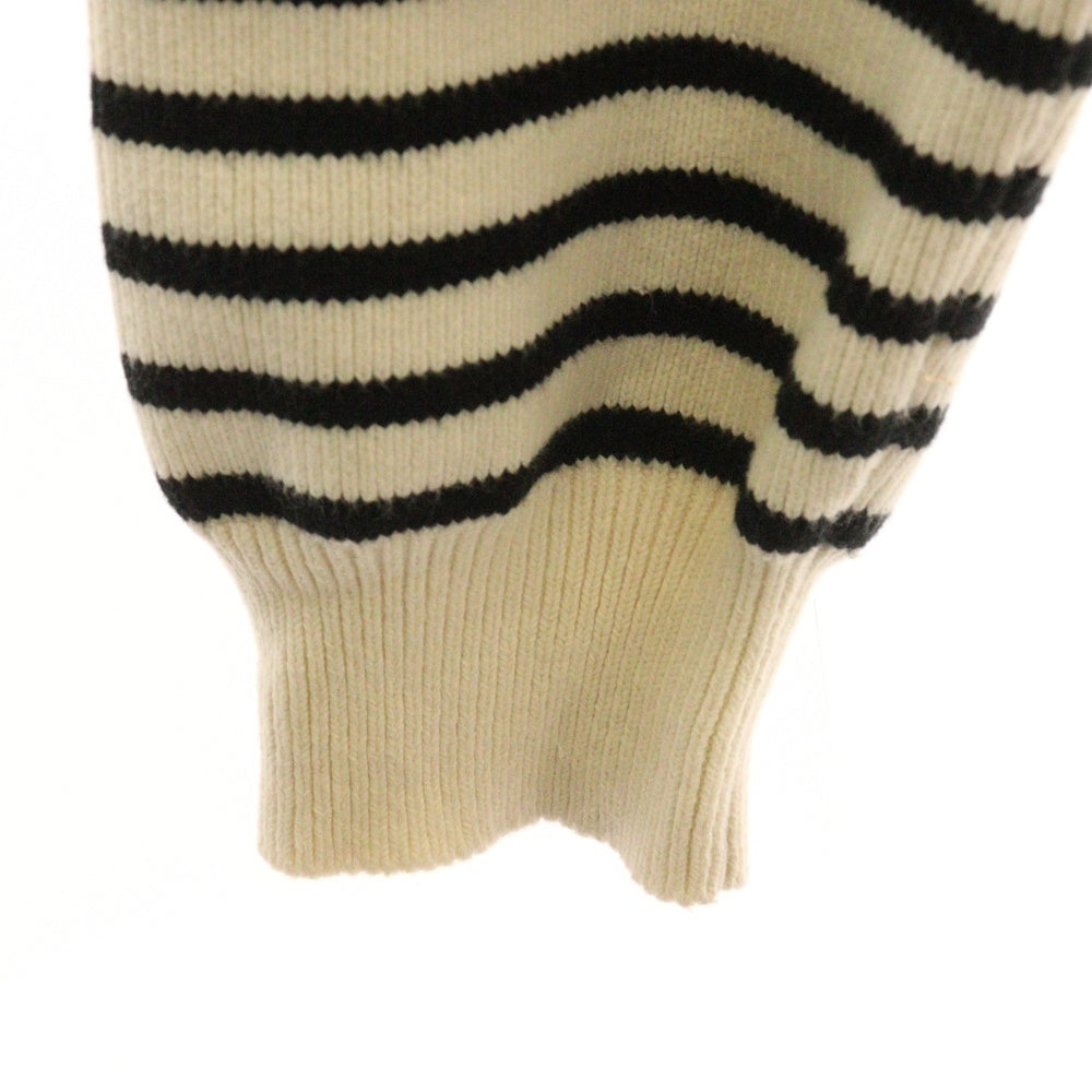 CELINE(セリーヌ) コットン ショルダーボタン ボーダー柄 クルーネック 長袖 マリンニットセーター ホワイト/ブラック 3ZA4145I