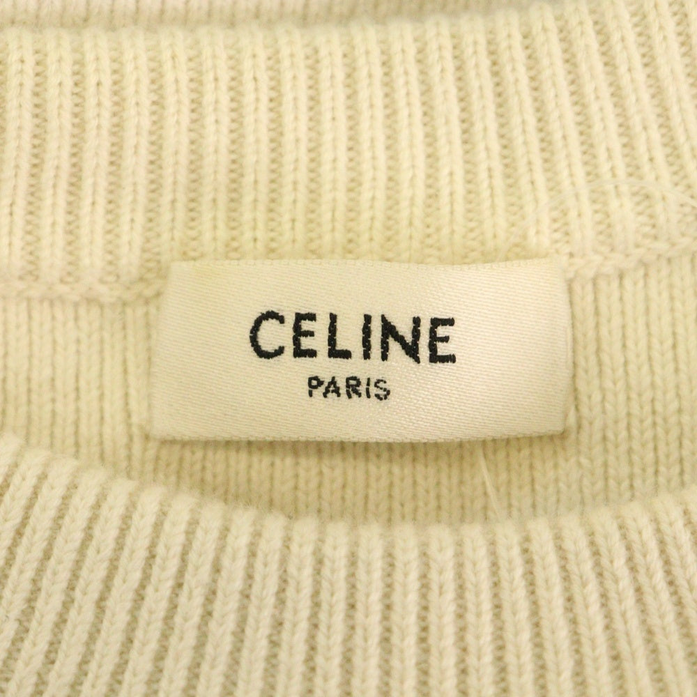 CELINE(セリーヌ) コットン ショルダーボタン ボーダー柄 クルーネック 長袖 マリンニットセーター ホワイト/ブラック 3ZA4145I