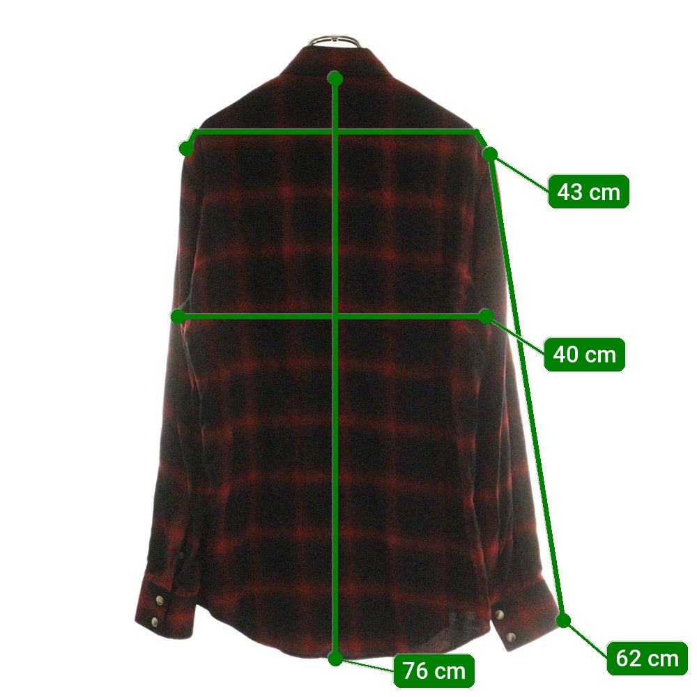 CELINE(セリーヌ) オンブレチェック長袖シャツ レッド/ブラック 2C027054D