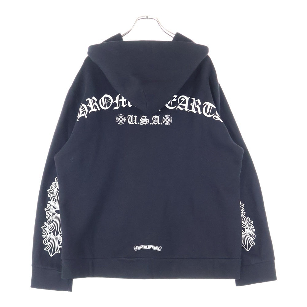 CHROME HEARTS(クロムハーツ) Back Arch Logo USA Zip Up Hoodie バックアーチロゴ フローラル ジップアップパーカー ブラック