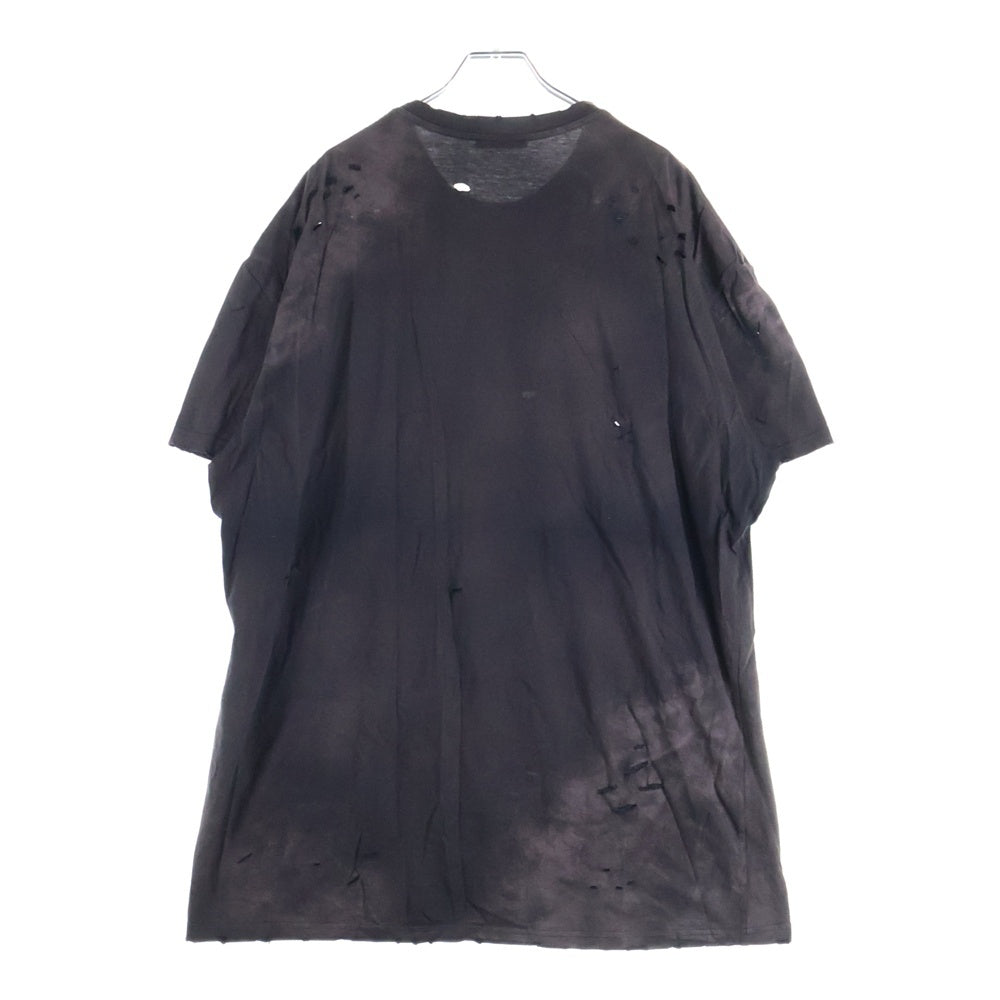 BALMAIN(バルマン) Oversized Destroy Gothic Logo T-Shirt ダメージ加工 ロゴプリント 半袖Tシャツカットソー W7H8060I065D ダークグレー