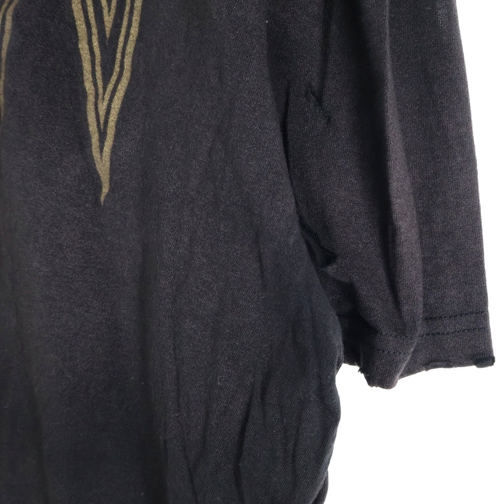 BALMAIN(バルマン) Oversized Destroy Gothic Logo T-Shirt ダメージ加工 ロゴプリント 半袖Tシャツカットソー W7H8060I065D ダークグレー