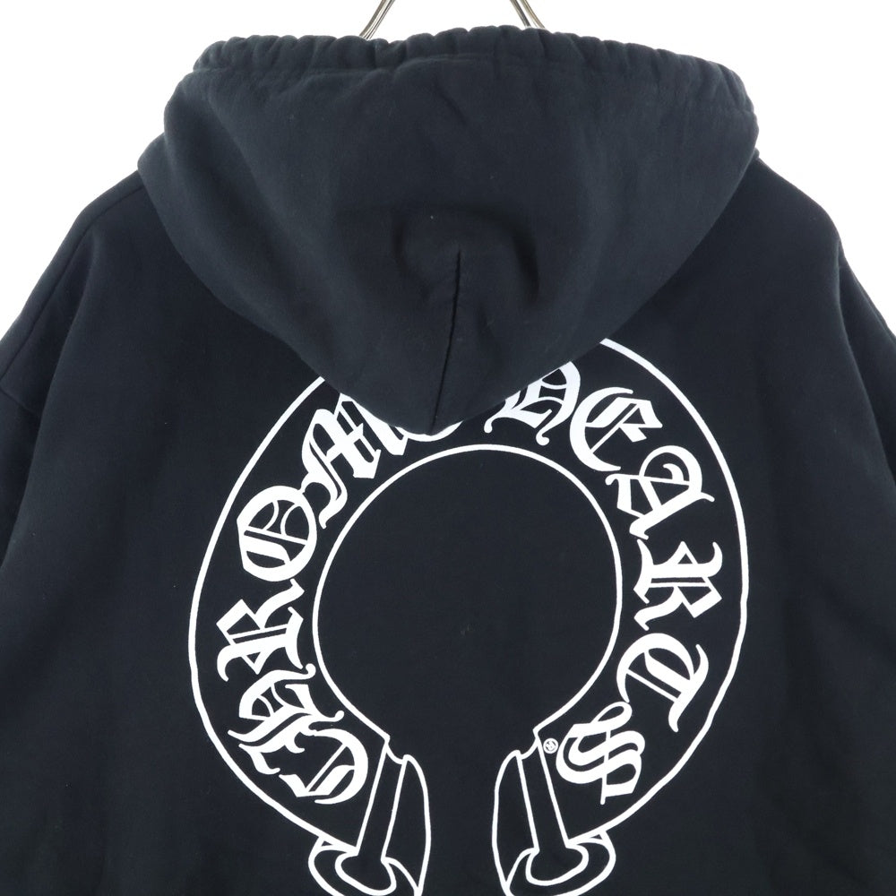 CHROME HEARTS(クロムハーツ) HORSESHOE PULLOVER HOODIE ホースシュープリント アームフローラル プルオーバースウェットパーカー フーディ ブラック