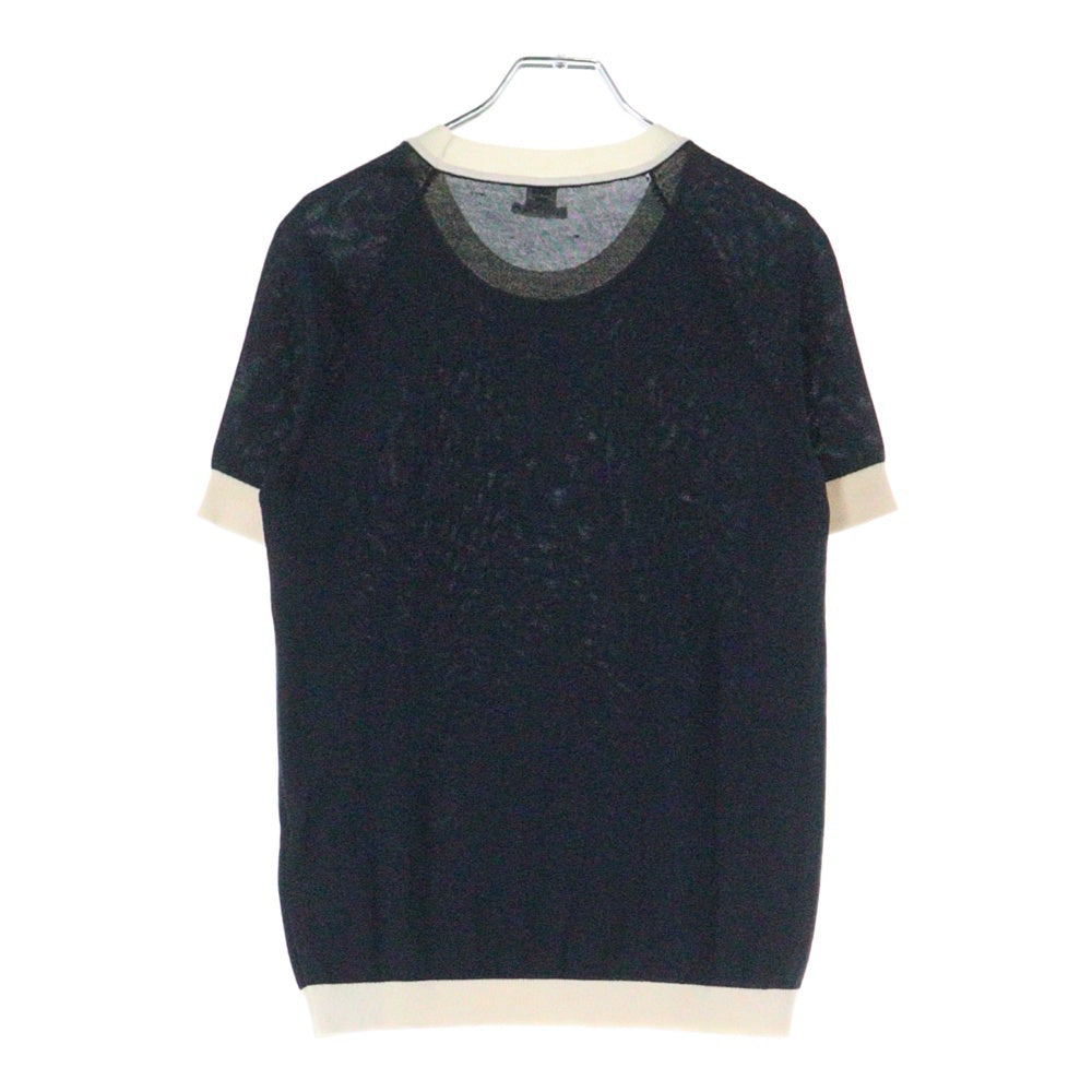 HERMES(エルメス) BRIDES de GALA ブリッドドゥガラ カシミヤ 半袖ニット セーター ブラック/ホワイト レディース