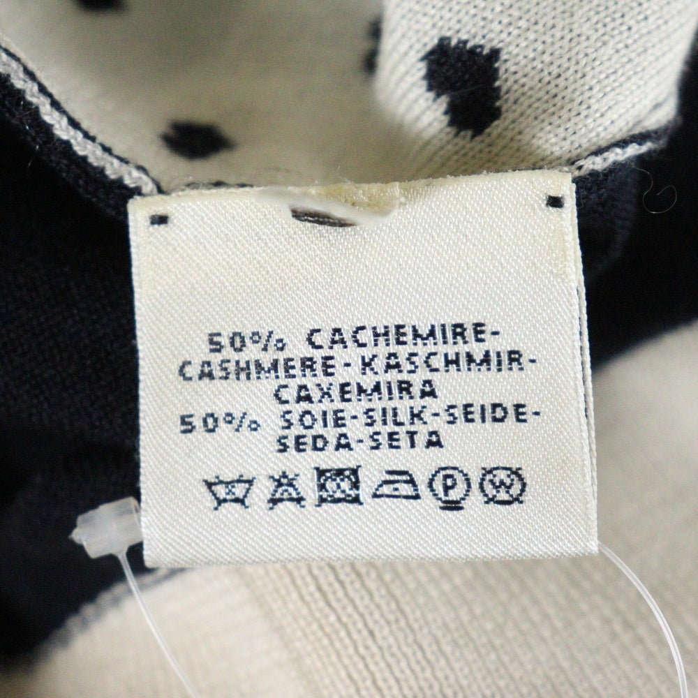 HERMES(エルメス) BRIDES de GALA ブリッドドゥガラ カシミヤ 半袖ニット セーター ブラック/ホワイト レディース