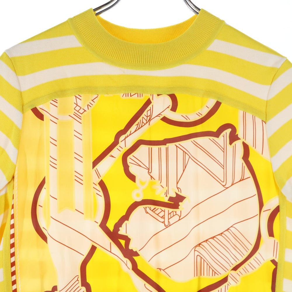 HERMES(エルメス) ツイルレーヌ シルク切替 半袖ニット カットソー イエロー レディース 2E2813DN