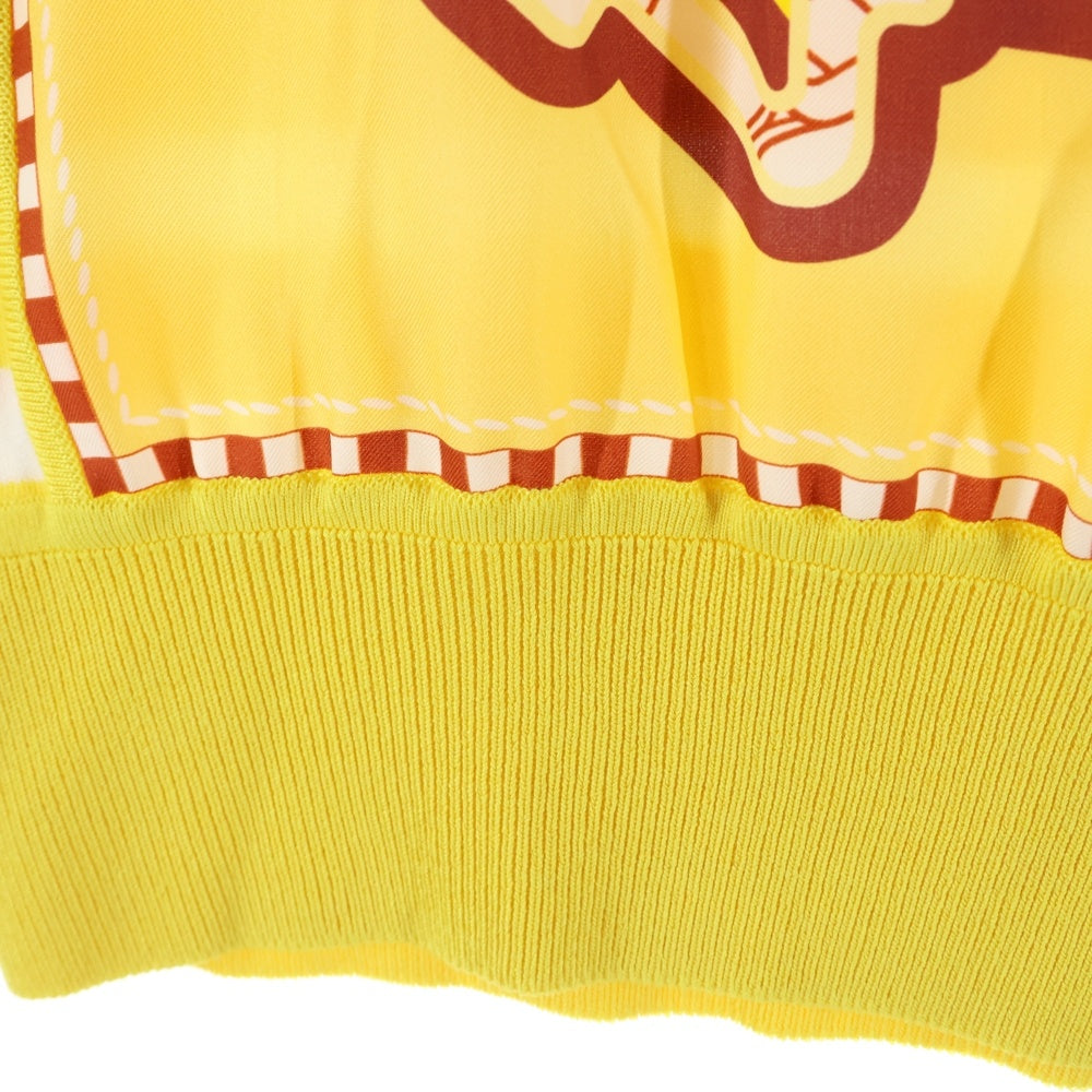 HERMES(エルメス) ツイルレーヌ シルク切替 半袖ニット カットソー イエロー レディース 2E2813DN