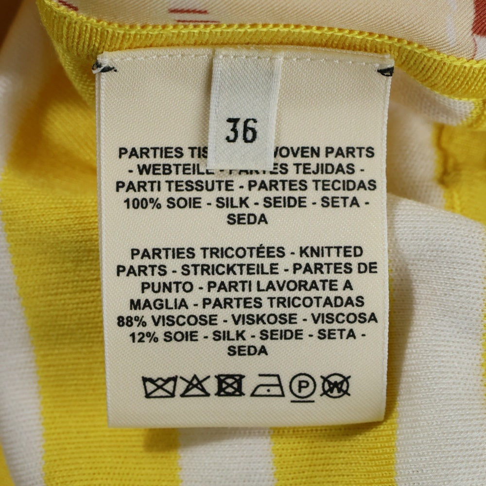 HERMES(エルメス) ツイルレーヌ シルク切替 半袖ニット カットソー イエロー レディース 2E2813DN
