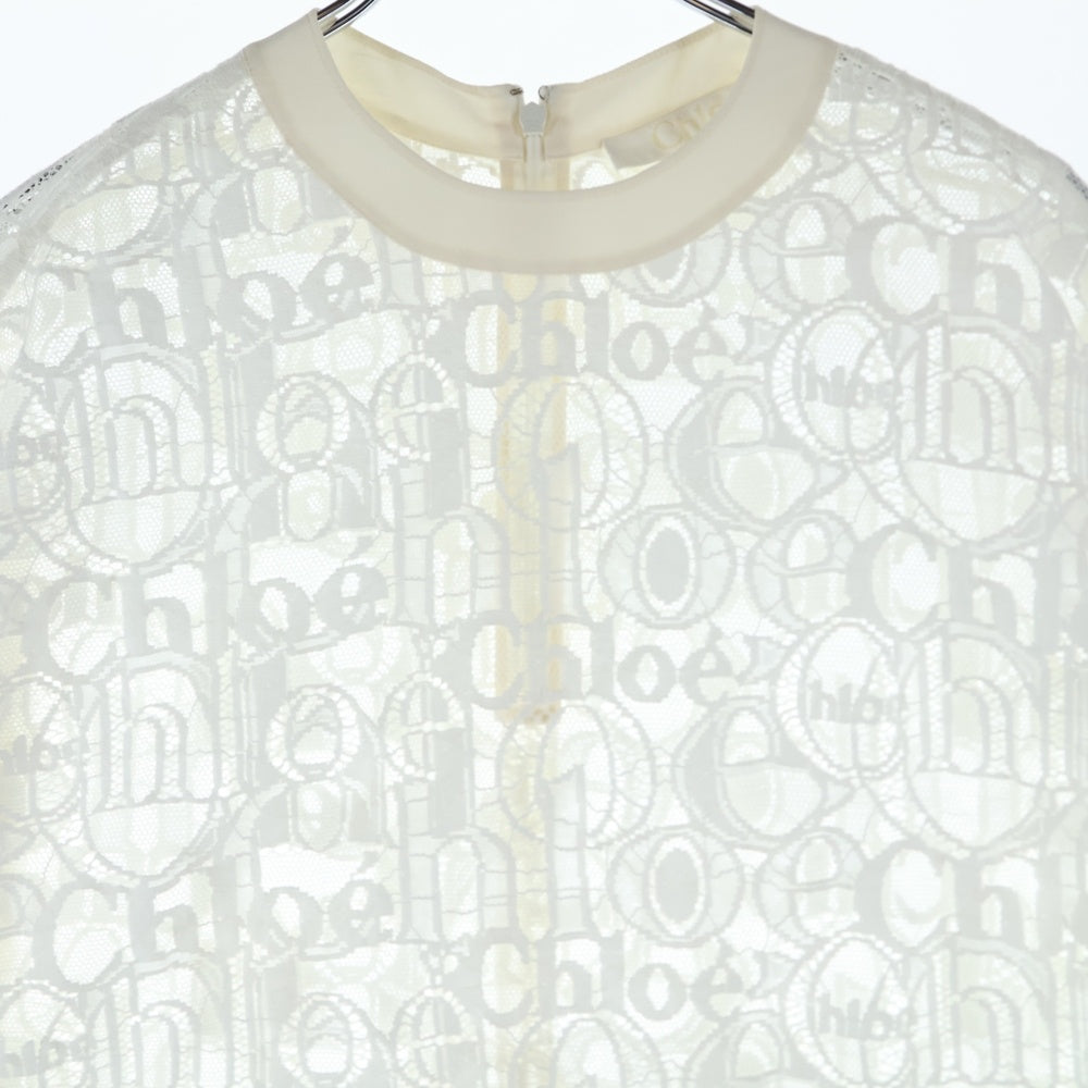 Chloe(クロエ) ロゴ シースルーメッシュ 半袖カットソー レディース ホワイト