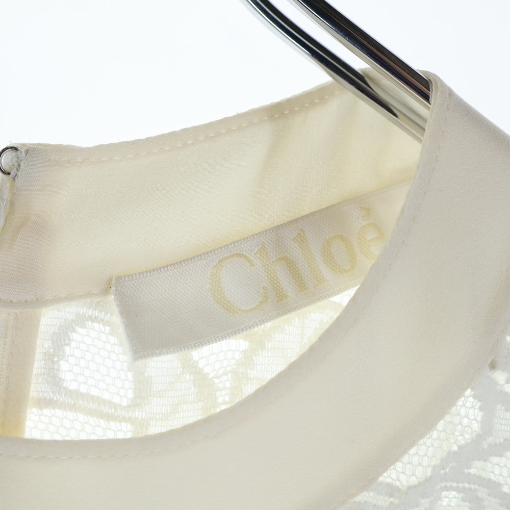 Chloe(クロエ) ロゴ シースルーメッシュ 半袖カットソー レディース ホワイト