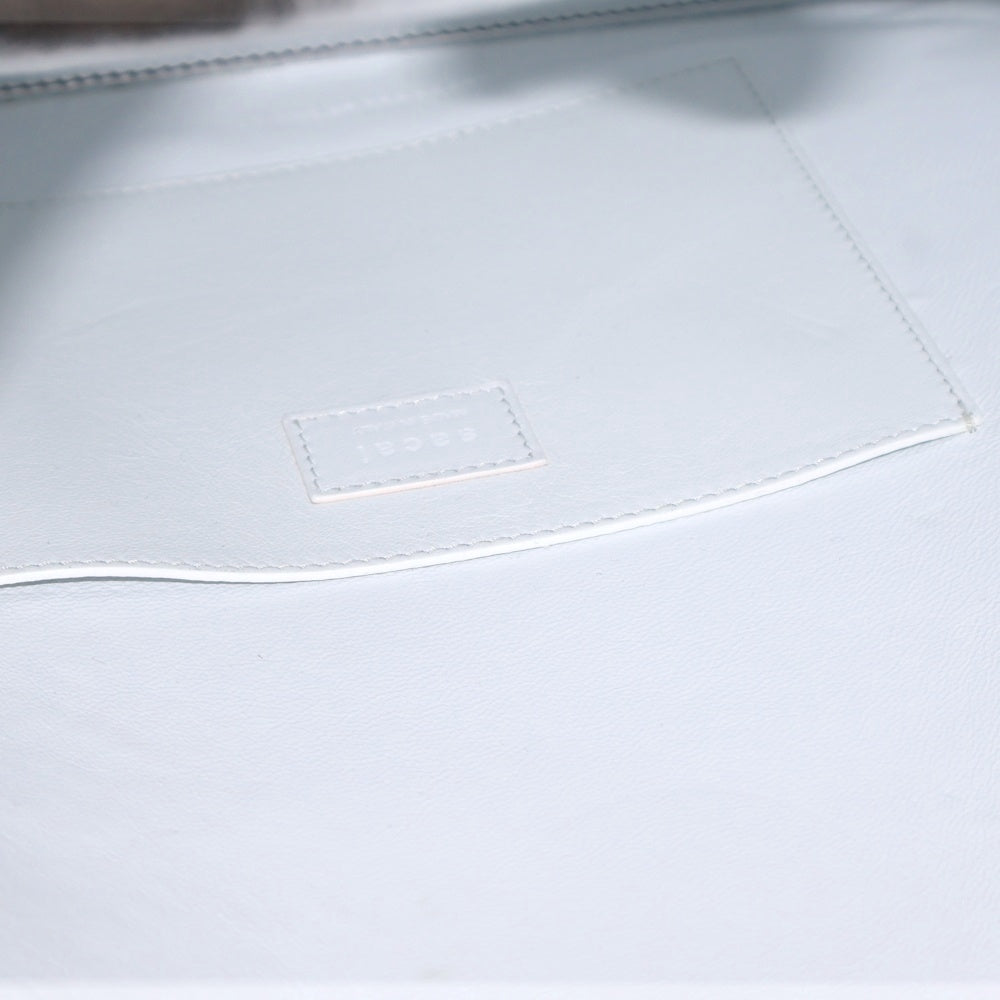 Sacai(サカイ) ロゴプリント 2way レザーショッパーバッグ トートバッグ ショルダーバッグ ホワイト