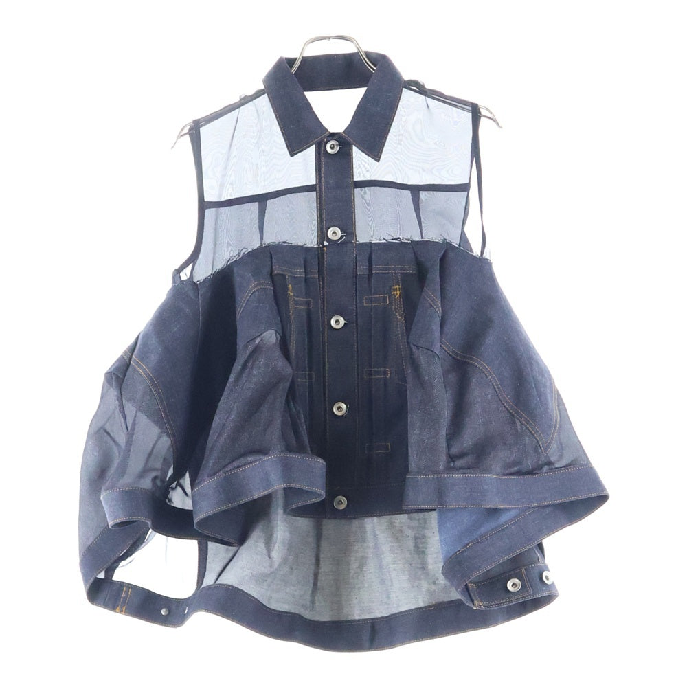 Sacai(サカイ) 25SS Denim Mix Shirt デニムミックスシャツ ドッキング インディゴ レディース 25-07715
