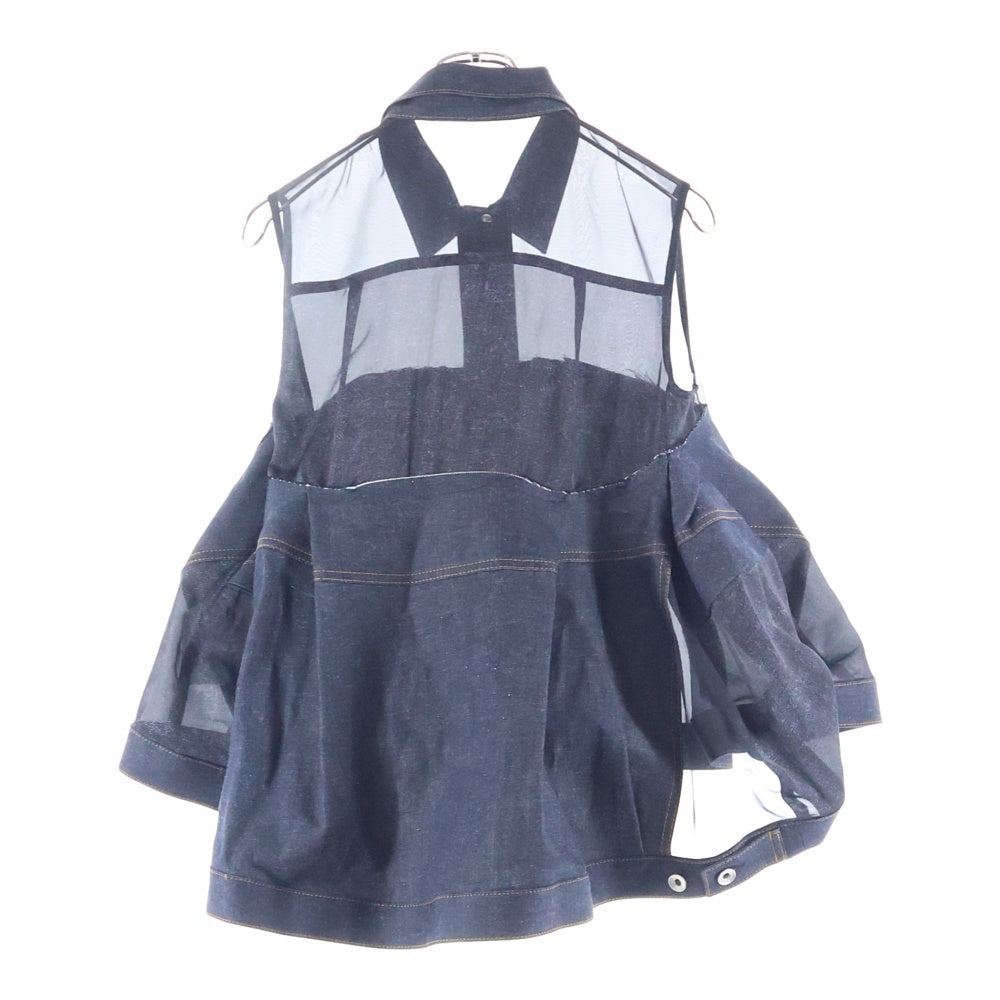 Sacai(サカイ) 25SS Denim Mix Shirt デニムミックスシャツ ドッキング インディゴ レディース 25-07715