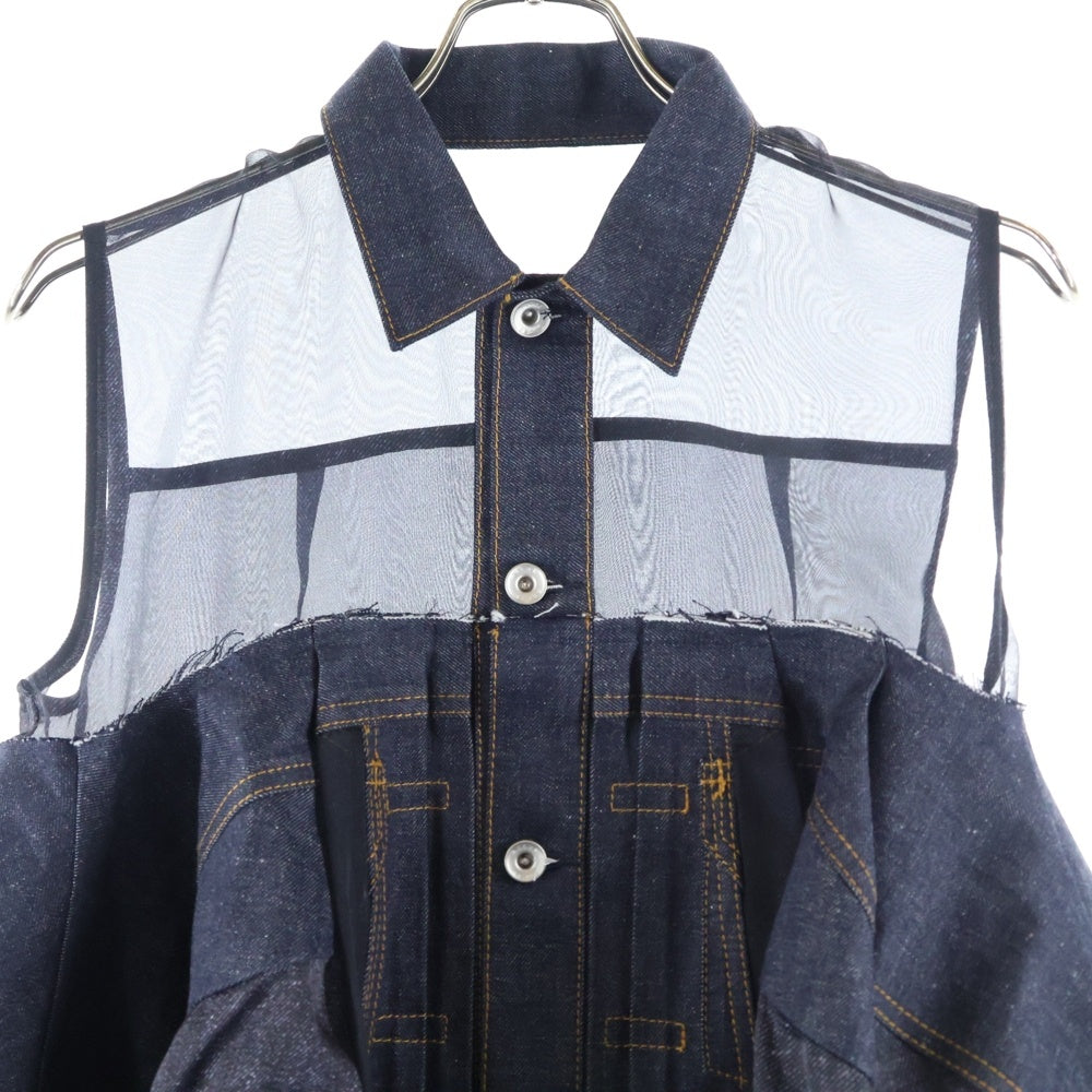 Sacai(サカイ) 25SS Denim Mix Shirt デニムミックスシャツ ドッキング インディゴ レディース 25-07715