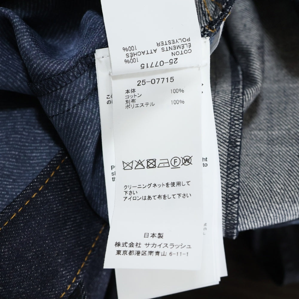 Sacai(サカイ) 25SS Denim Mix Shirt デニムミックスシャツ ドッキング インディゴ レディース 25-07715