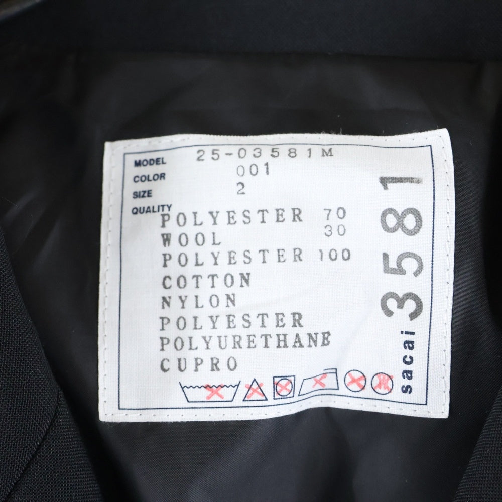 Sacai(サカイ) ボンディングミックステーラードジャケット ブラック 25-03581M