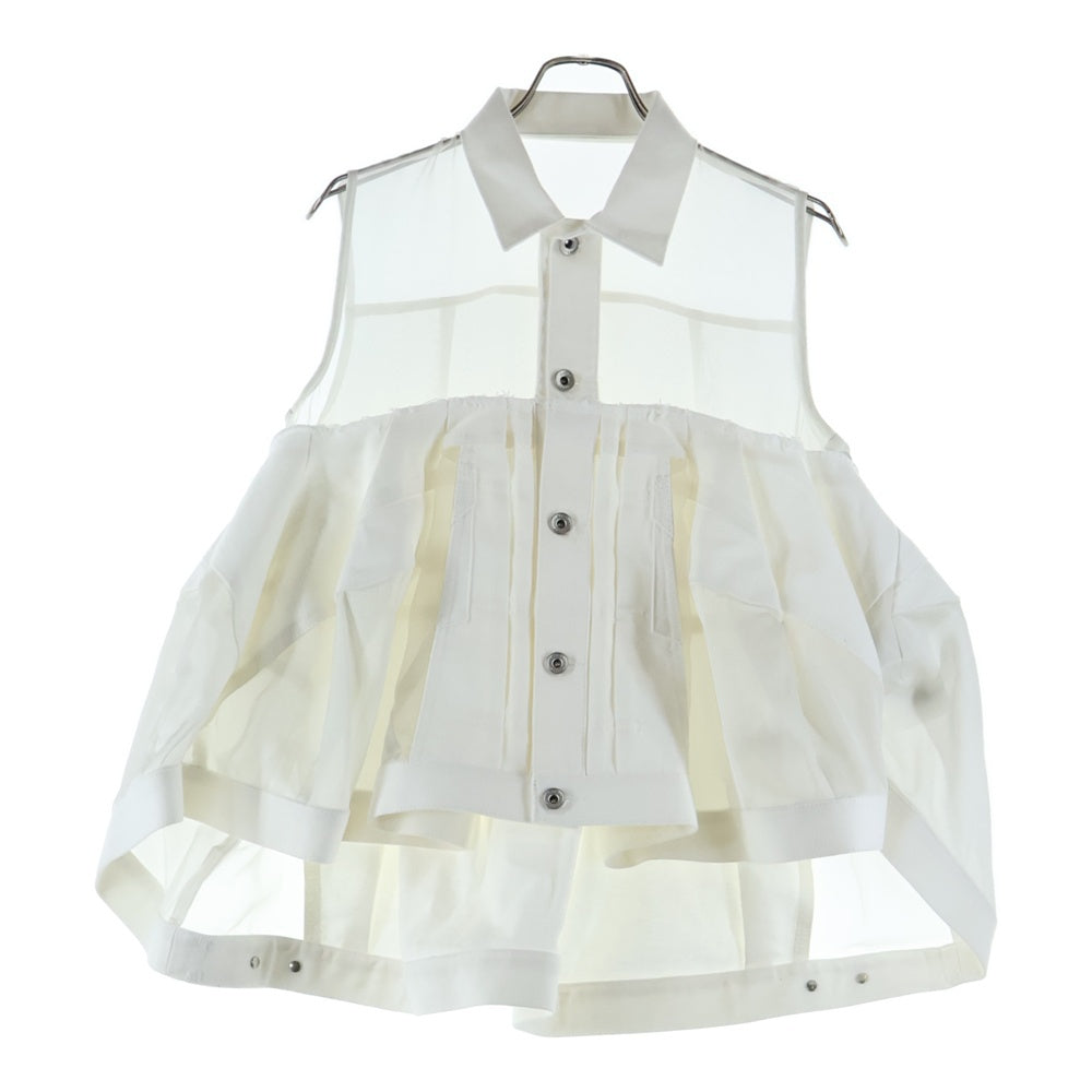 Sacai(サカイ) 25SS Denim Mix Shirt デニムミックスシャツ ドッキング ホワイト レディース 25-07715