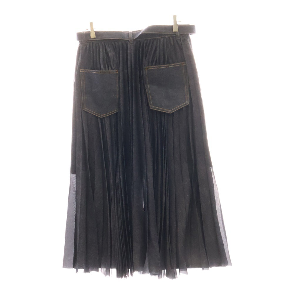 Sacai(サカイ) 25SS DENIM SKIRT デニムドッキング プリーツスカート インディゴ レディース 25-07829