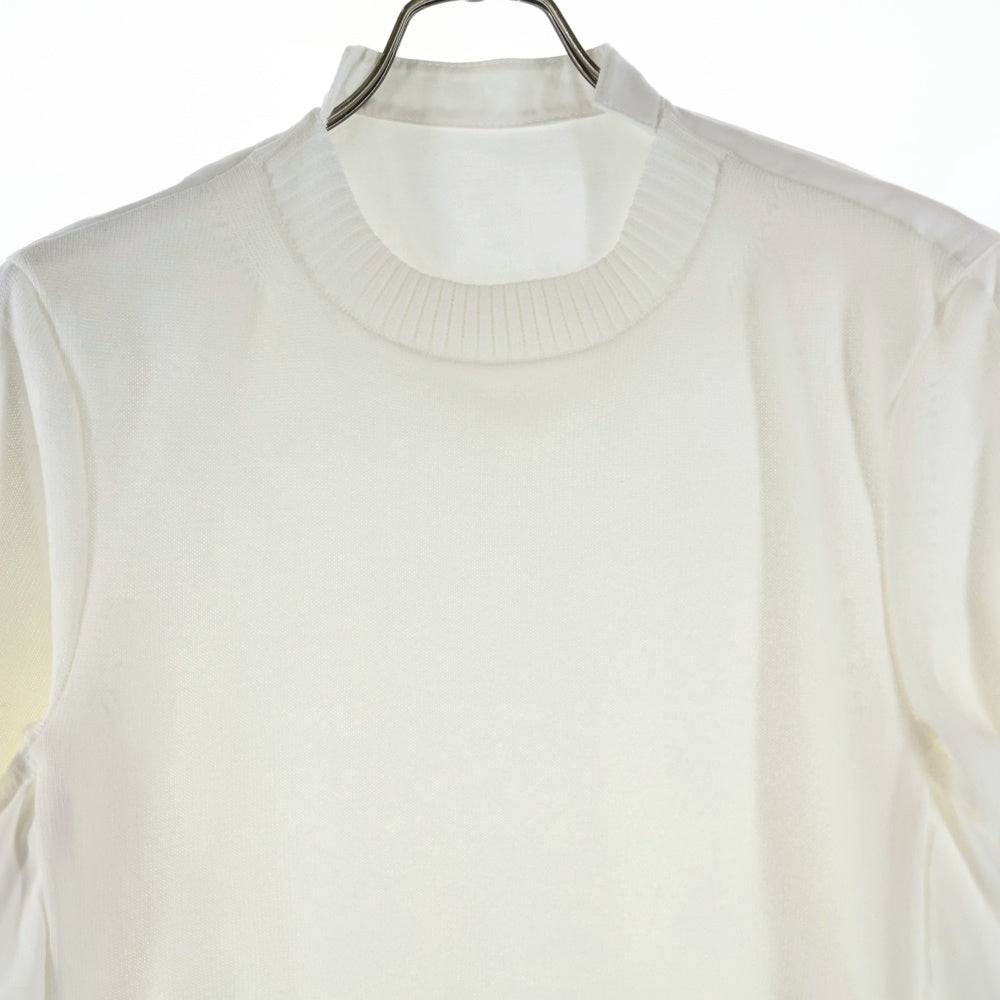 Sacai(サカイ) 25SS POPELINE X KNIT PULLOVER ポプリン ニットドッキング 半袖ニットセーター レディース ホワイト 25-07722