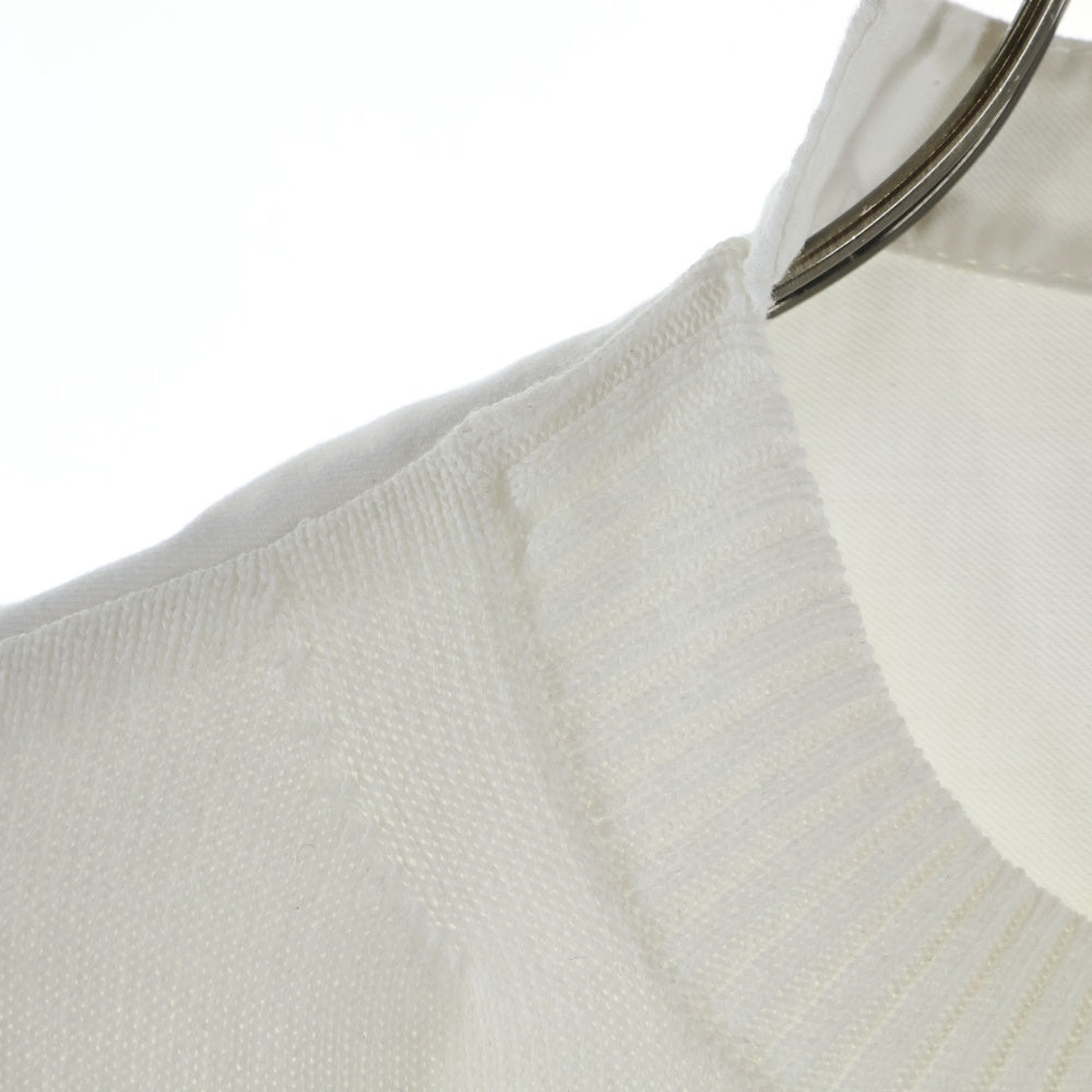 Sacai(サカイ) 25SS POPELINE X KNIT PULLOVER ポプリン ニットドッキング 半袖ニットセーター レディース ホワイト 25-07722