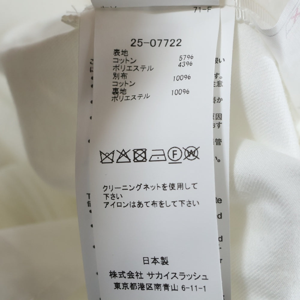 Sacai(サカイ) 25SS POPELINE X KNIT PULLOVER ポプリン ニットドッキング 半袖ニットセーター レディース ホワイト 25-07722