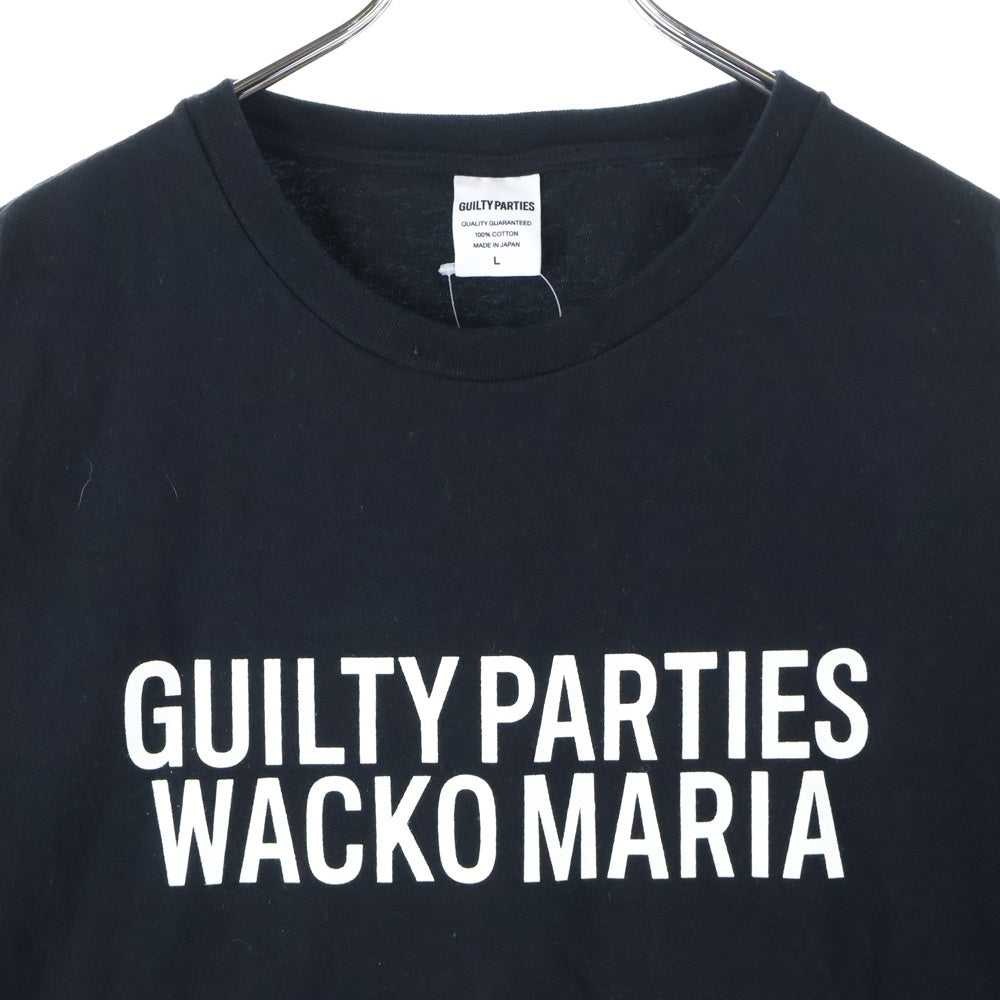 WACKO MARIA(ワコマリア) WASHED HEAVY WEIGHT T-SHIRT ロゴプリントクルーネック半袖Tシャツ ブラック