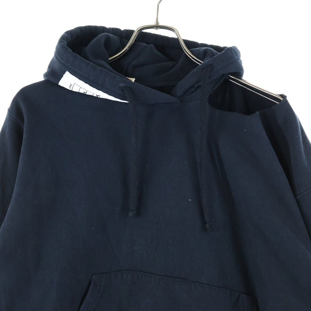 VETEMENTS(ヴェトモン) 17SS ×Champion WSS17CH4 ダメージ加工フードパッチデザインパーカー ブラック