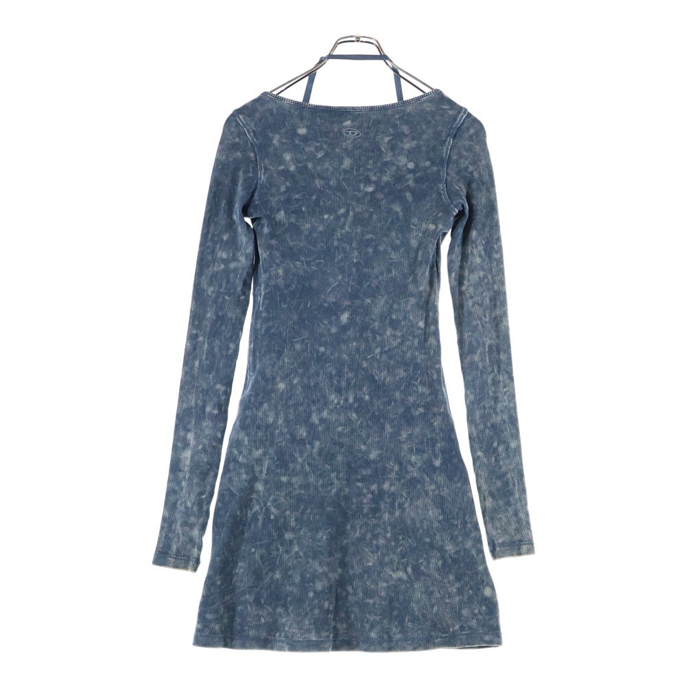 DIESEL(ディーゼル) BRANETTE リブ タイト ドレス ワンピース カットソー 長袖 ストレッチ ブルー